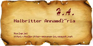 Halbritter Annamária névjegykártya